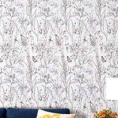 Line Art Floral Wallpaper