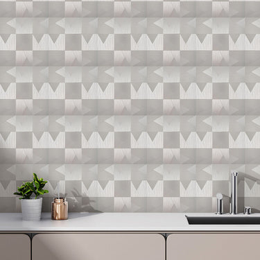 Self Adhesive Mosaic Tile Aluminum Plastic Wall Tile in Silver Grey