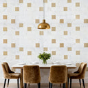 Square White Gold Peel and Stick Mosaic Wall Tiles - Darphe