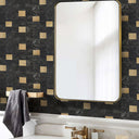 Square Black Gold Peel and Stick Mosaic bathrooms Wall Tiles - Darphe