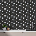 Square Black Silver Peel and Stick Mosaic Wall Tiles - Darphe