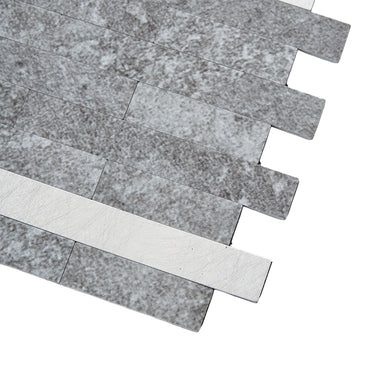 Thin Stripe Gray Silver Self Adhesive Mosaic Wall Tiles 
