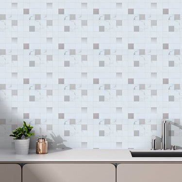 Square Silver Peel and Stick Mosaic Wall Tiles kitchen tile