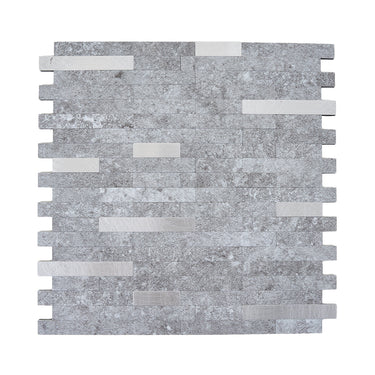 Thin Stripe Gray Silver Peel and Stick Backsplash Tile  - Darphe
