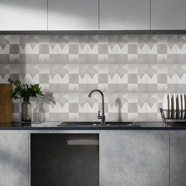 Self Adhesive Mosaic Tile Aluminum Plastic Wall Tile in Silver Grey
