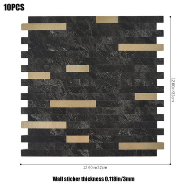 Thin Stripe Black Gold Peel and Stick Backsplash Tile  - Darphe