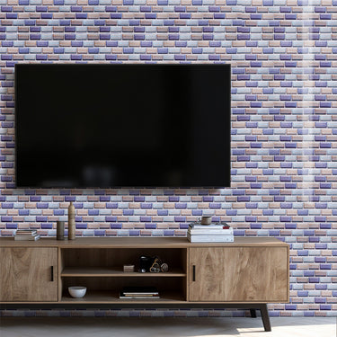 Purple Peel and Stick 3D Living Room Wall Tile Stickers - Darphe