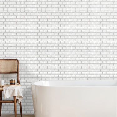 White 10 Pieces Peel and Stick 3D Bathroom Wall Tile Stickers - Darphe