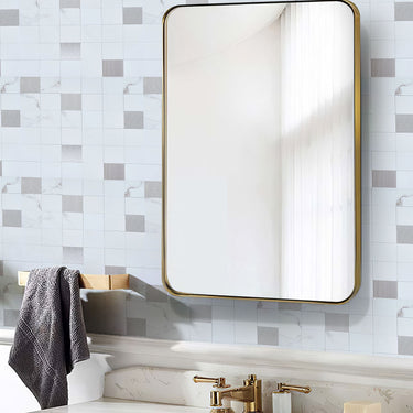 Square Silver Peel and Stick Mosaic bathroom Wall Tiles