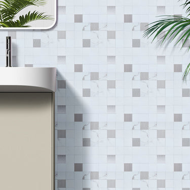 Square Silver Peel and Stick Mosaic Wall Tiles bathrooms tile 