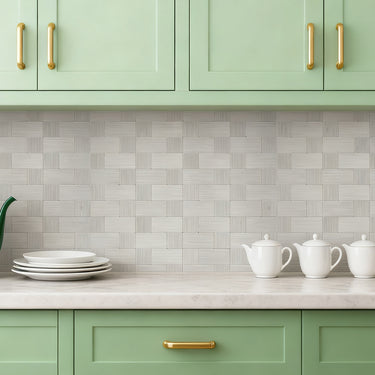 Light Grey Self Adhesive Mosaic Tile Aluminum Plastic Wall Tile