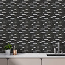 Black Silver Thin Stripe Self Adhesive Mosaic kitchen Wall Tiles - Darphe