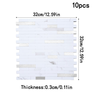 Silver Thin Stripe Self Adhesive Mosaic Wall Tiles - Darphe