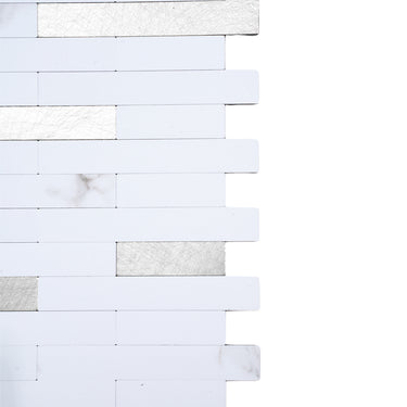 Silver Thin Stripe Self Adhesive Mosaic Wall Tiles - Darphe