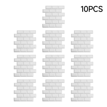 White 10 Pieces self adhesive 3D Wall Tile Stickers - Darphe