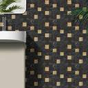 Square Black Gold Peel and Stick Mosaic Wall Tiles bathroom tile - Darphe