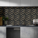Thin Stripe Black Gold Self Adhesive Mosaic kitchen Wall Tiles  - Darphe