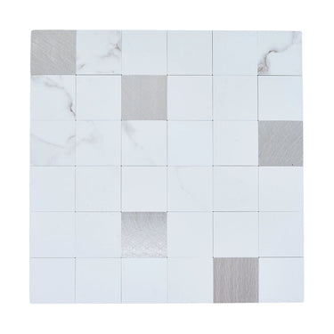 Square Silver Peel and Stick Mosaic Wall Tiles