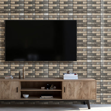 Brown Peel and Stick 3D Livingroom Tile Stickers  - Darphe