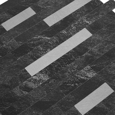 Black Silver Thin Stripe Peel and Stick Mosaic Wall Tiles - Darphe