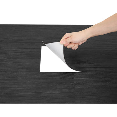 Black peel and stick wood PVC Floor Planks Kitchen Living Room- Darphe