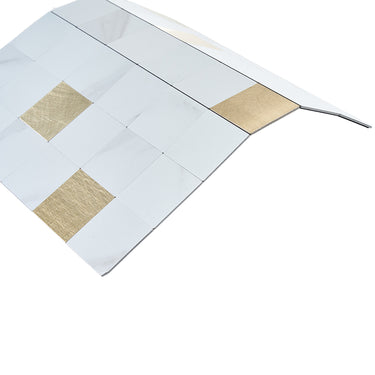 Square White Gold Peel and Stick Mosaic Wall Tiles - Darphe
