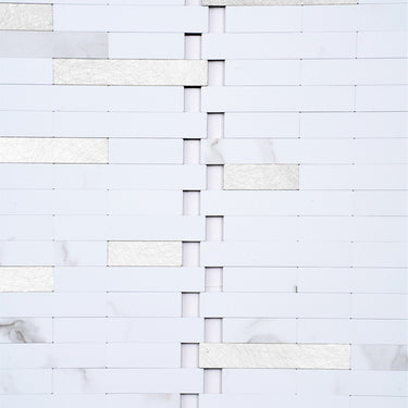 Silver Thin Stripe Self Adhesive Mosaic Wall Tiles - Darphe