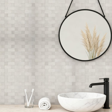Light Grey Self Adhesive Mosaic Tile Aluminum Plastic Wall Tile