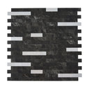 Black Silver Thin Stripe Peel and Stick Mosaic Wall Tiles - Darphe