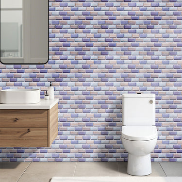 Purple Peel and Stick 3D Bathroom Wall Tile Stickers - Darphe