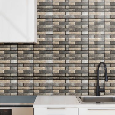 Brown Peel and Stick 3D Kitchen Tile Stickers  - Darphe