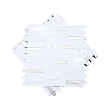 Silver Thin Stripe Self Adhesive Mosaic Wall Tiles - Darphe