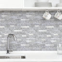 Thin Stripe Gray Silver Self Adhesive Mosaic kitchen Wall Tiles  - Darphe