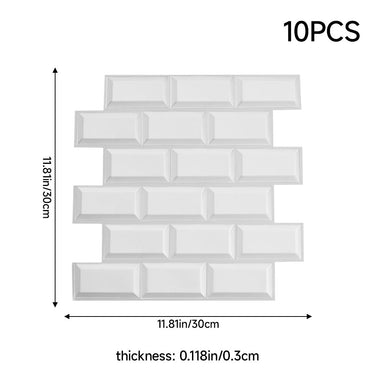 White 10 Pieces self adhesive 3D Wall Tile Stickers - Darphe