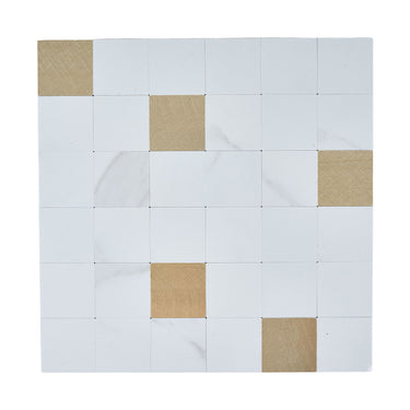 Square White Gold Peel and Stick MosaicWall Tiles - Darphe