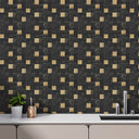Square Black Gold Peel and Stick Mosaic Wall Tiles kitchen tile - Darphe