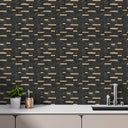 Thin Stripe Black Gold Self Adhesive Mosaic kitchen Wall Tiles  - Darphe