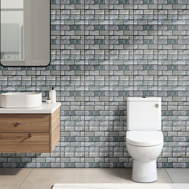 Grey Peel and Stick 3D Bathroom Wall Tile Stickers - Darphe