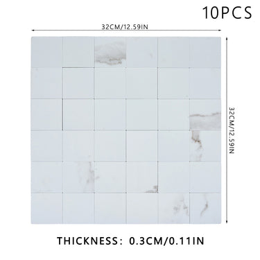 Square White Peel and Stick Mosaic Wall Tiles Backsplash Tile