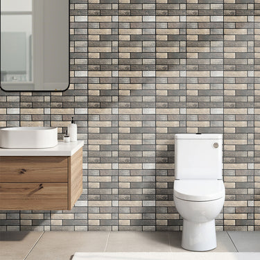 Brown Peel and Stick 3D Wall Tile Stickers  - Darphe