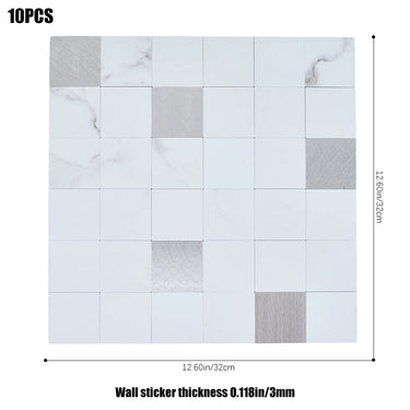 Square Silver Peel and Stick Mosaic Wall Tiles - Darphe