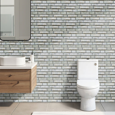 10 Pieces Beige & Light Grey Peel and Stick 3D Bathroom Wall Tile Stickers - Darphe