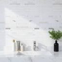 Silver Thin Stripe Self Adhesive Mosaic kitchen Wall Tiles - Darphe