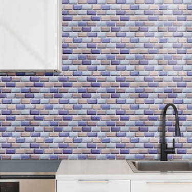 Purple Peel and Stick 3D Kitchen Wall Tile Stickers - Darphe