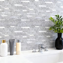 Thin Stripe Gray Silver Peel and Stick Backsplash Tile  - Darphe