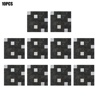Square Black Silver Peel and Stick Mosaic Wall Tiles Darphe
