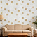Square White Gold Peel and Stick Mosaic living room Wall Tiles - Darphe